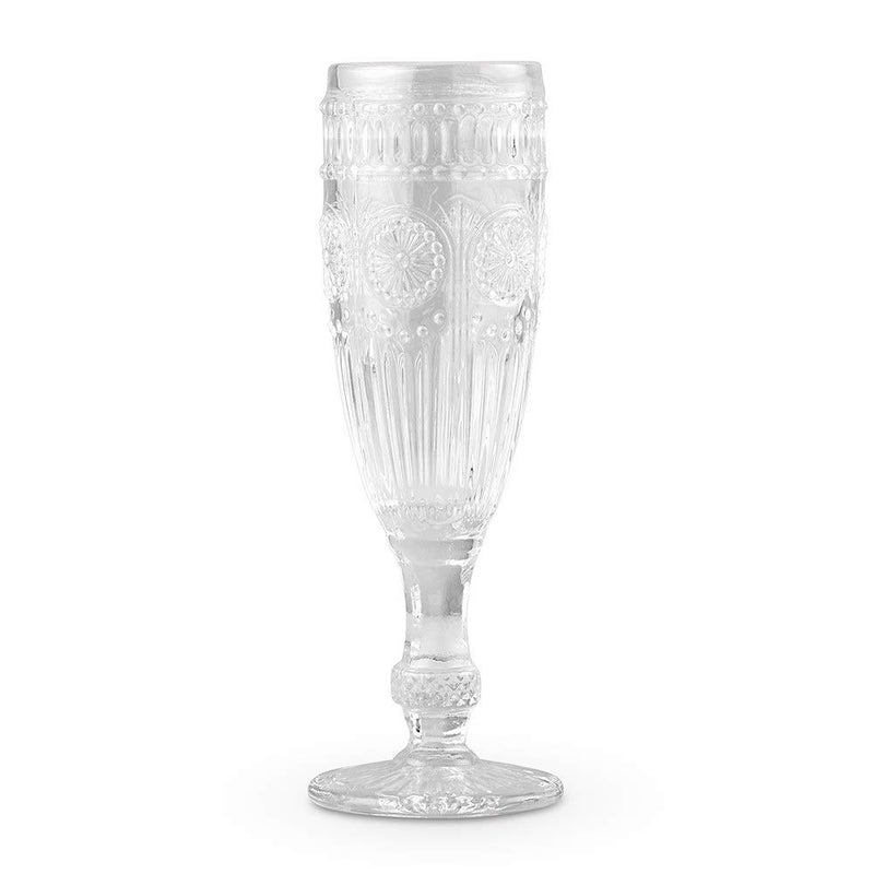 WEDDINGSTAR Vintage Style Pressed Glass Champagne Flute 6oz - Clear - Image 1